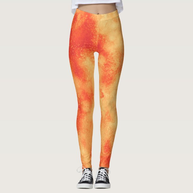 Stylischer Sturmwolke-Effekt Orange Leggings (Vorderseite)