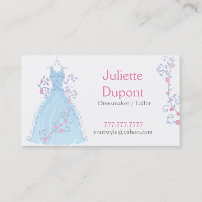Stylischer Tailor Dressmaker Hochzeitssalon Visitenkarte (Vorderseite)
