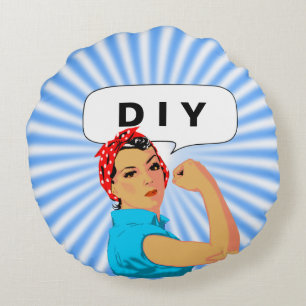 Stylischer Vintage-Frauen- & DIY-Text Rundes Kissen