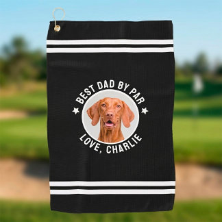 Stylisches "Bester Vater nach Par"-Hunde-Foto und Golfhandtuch