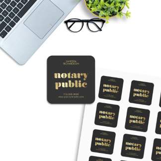 Stylisches Black Notary Public Gold Markengeschäft Quadratischer Aufkleber