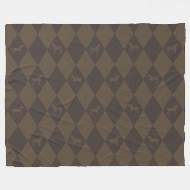 Stylisches Braun-Harleqiun-Pferdemuster Fleecedecke (Vorderseite (Horizontal))