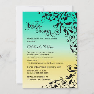 Stylisches Color Ombre und Wirbel Brautparty Einladung
