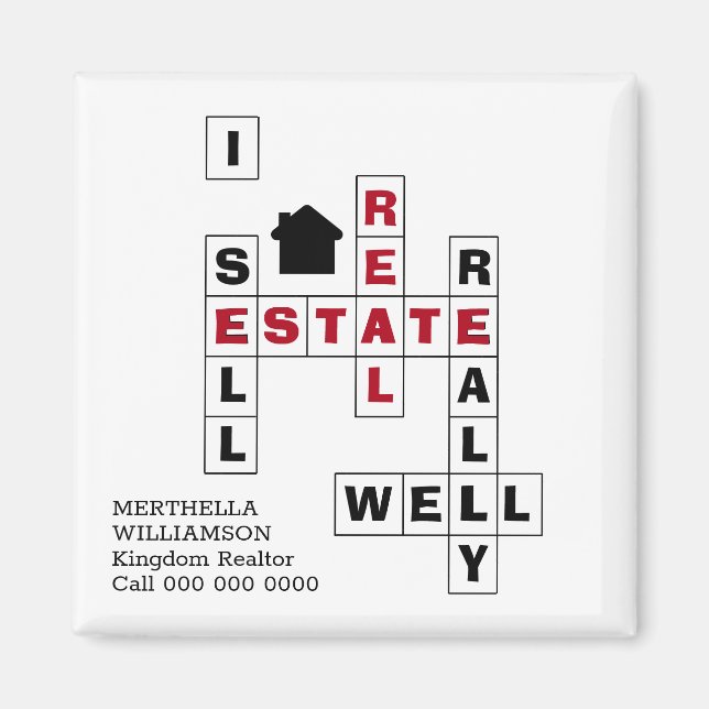 Stylisches Crossword I SELL REAL ANWESEN Magnet (Vorne)