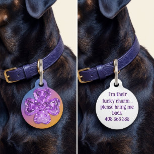 Stylisches Diamant Glücksklee Anruf-ID-Hundehalsba Haustiermarke