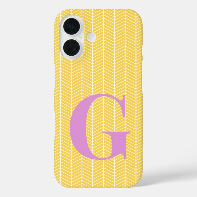 Stylisches Gelbkraut Zickzack ZigZag Monogramm iPhone 16 Hülle (Rückseite)