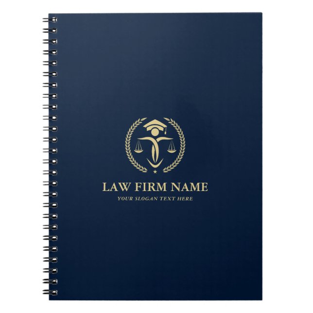 Stylisches Gold Justice Logo Royal Blue Background Notizblock (Vorderseite)