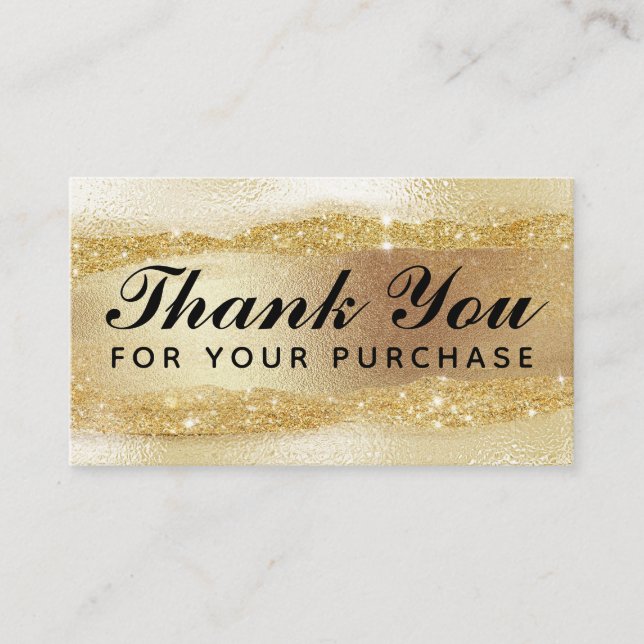Stylisches Gold Tinte und Glitzer Vielen Dank Visitenkarte (Vorderseite)