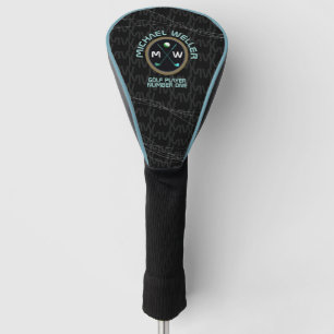 stylisches Golfer-Logo auf einer coolen schwarzen Golf Headcover