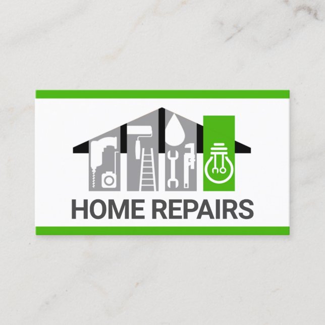 Stylisches Handyman Tools Gebäude Visitenkarte (Vorderseite)