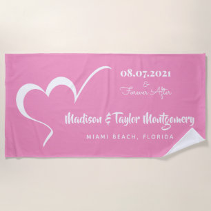Stylisches Heart Custom Text & Farb Strandtuch