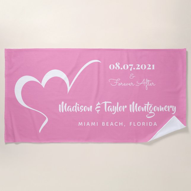 Stylisches Heart Custom Text & Farb Strandtuch (Vorderseite)