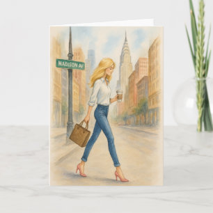 Stylisches Mädchen auf der Madison Avenue in NYC Karte