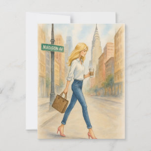 Stylisches Mädchen auf der Madison Avenue in NYC Postkarte