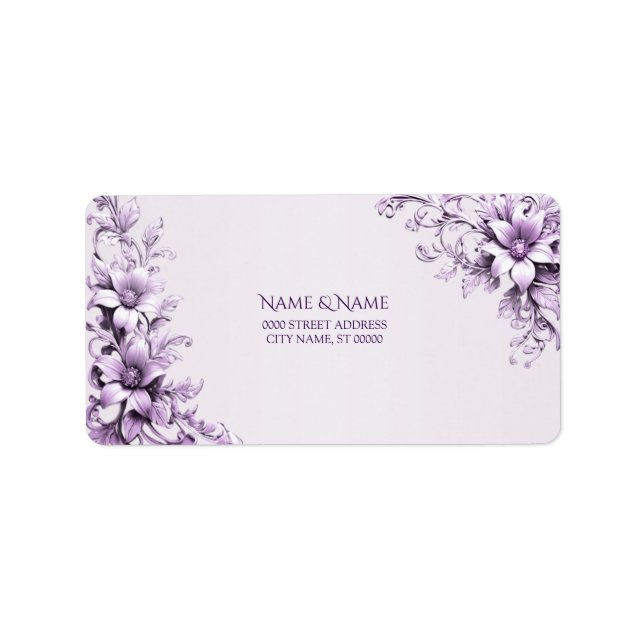 Stylisches Purple Flowers-Adressetikett Adressaufkleber (Vorne)