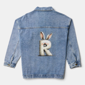 Stylisches R Initial Rückenprint Jacke für Mädchen