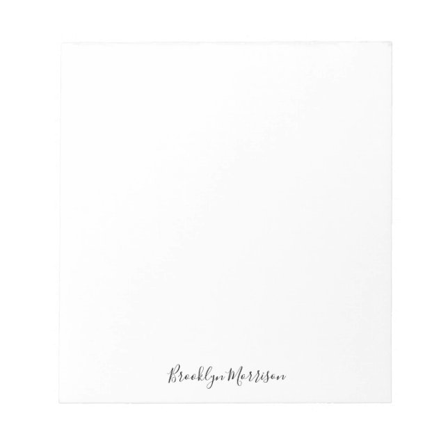 Stylisches schwarzes benutzerdefiniertes Skriptnam Notizblock (Vorderseite)