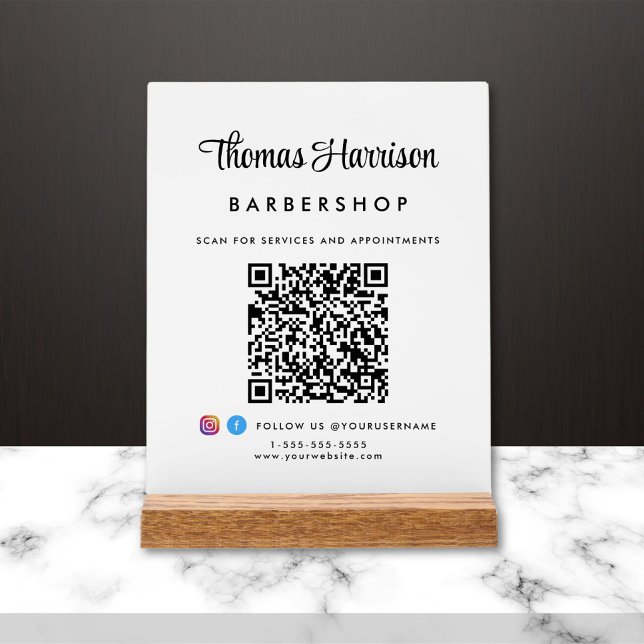 Stylisches Signature Script QR Code Business Acrylschild (Von Creator hochgeladen)