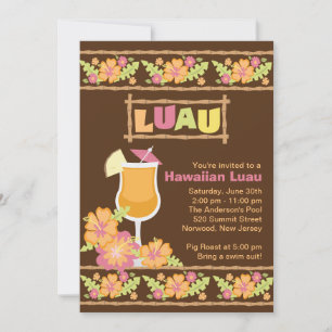 Stylisches Tropical Drinks Hawaiian Luau Party Einladung