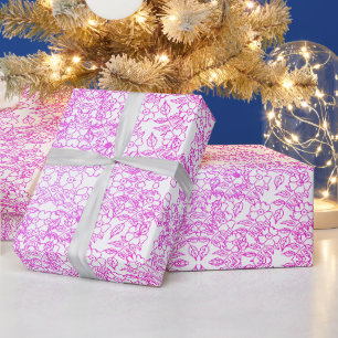 Stylisches Wasserfarbe-Rosa-Blumenmuster auf Weiß Geschenkpapier