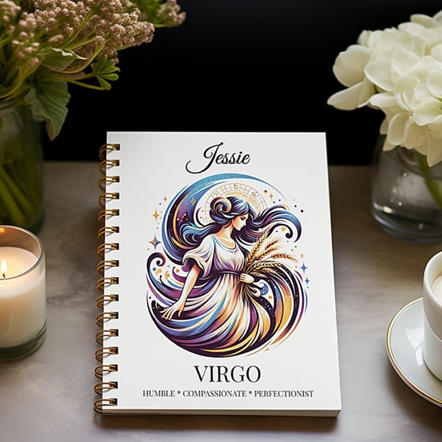 Stylisches Watercolor Virgo Custom Journal Notizbuch (Von Creator hochgeladen)