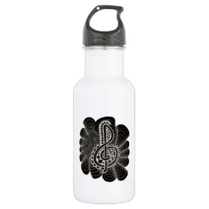 Stylisches White on Black Treble Clef Music Doodle Edelstahlflasche