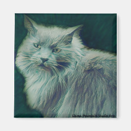 Stylisé Chat n° 1 Aimant de brindilles vert