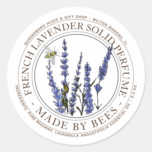 Stylisé Lavande d'abeille Solide Parfum Étiquette  (Devant)