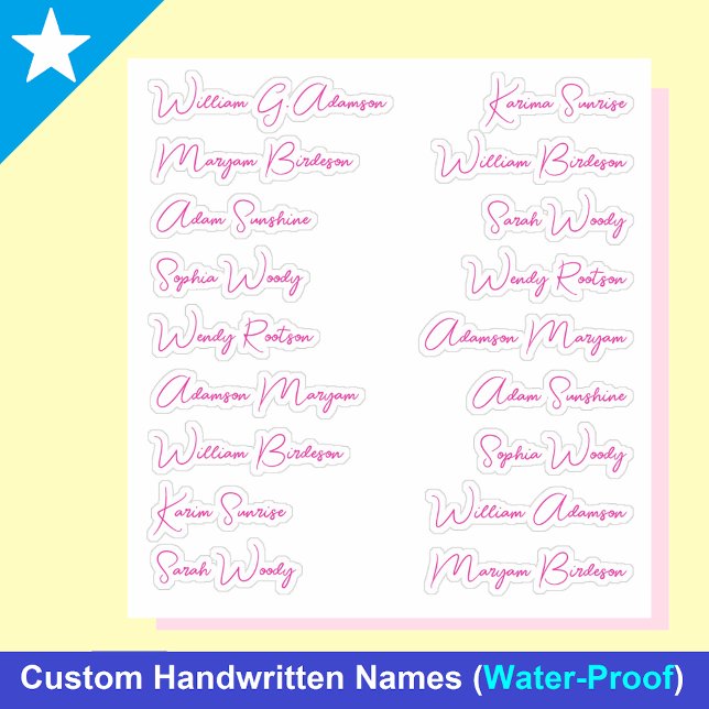 Stylish 18 Full Names, Stickers Script Calligraphi (pink Names modern Monoline Calligraphy Script Stickers for girls)