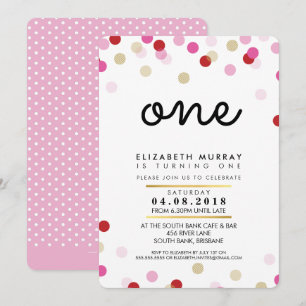 STYLISH 1. Geburtstagsfeier Party INVITE Rosa Gold Einladung