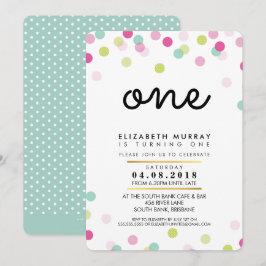 STYLISH 1ER anniversaire fête INVITATION mint rose