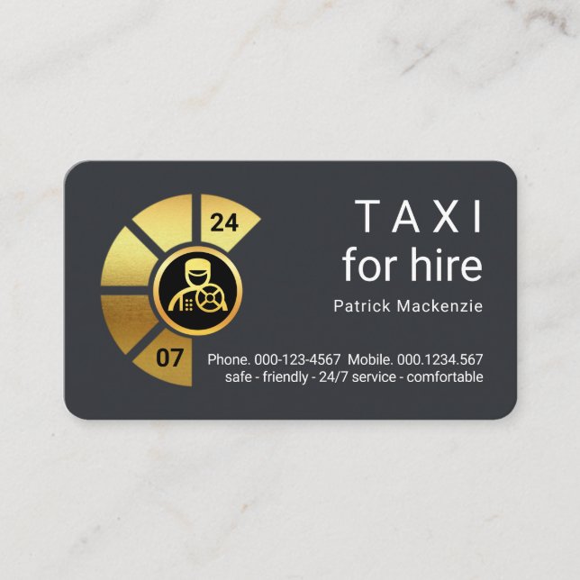 Stylish 24-7 Taxi Driver Service Visitenkarte (Vorderseite)