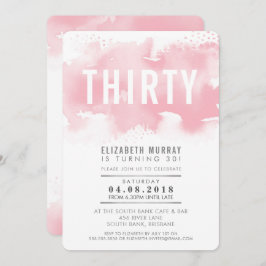 STYLISH 30e anniversaire INVITATION aquarelle rose