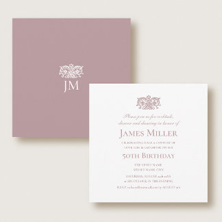Stylish 50th Birthday Party Elegant Pink Ornate Einladung