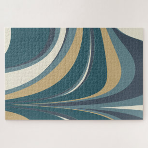 Stylish Abstract Marble Swirl in Teal and Gold