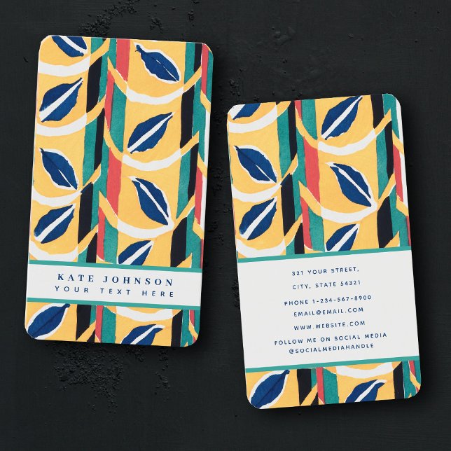 Stylish Abstract Retro Vintage Colorful Watercolor Visitenkarte (Stylish Abstract Retro Vintage Colorful Watercolor Business Card)