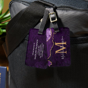 Stylish Agate Geode Lila Monogram Gepäckanhänger