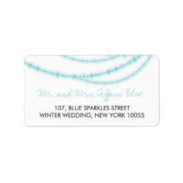 Stylish Aqua Glitzern Glow Strands Wedding Address Adressaufkleber