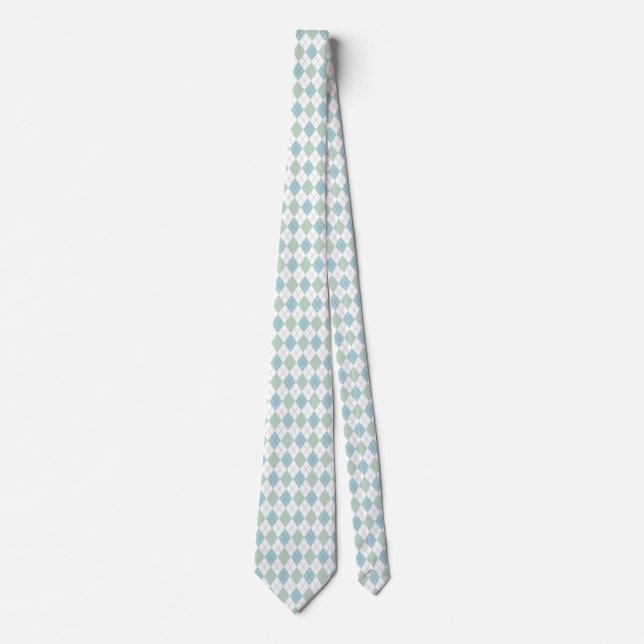 Stylish Aqua & Sea Foam Green Argyle Neck Tie Krawatte (Vorderseite)