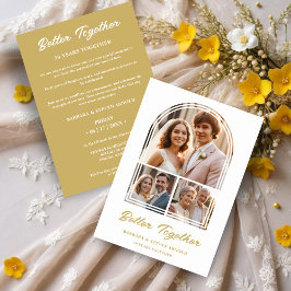 Stylish Arch 3 Photos Elegant Wedding Anniversary Einladung