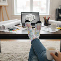 Stylish Architectural Blueprint Socks