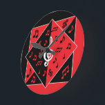 Stylish Art Deco Music Notes Red Black White Runde Wanduhr<br><div class="desc">A stylish musical design in an art deco style with a large treble clef in white with musical notes in red and black on an alternating black and red background. We welcome custom requests for other color combinations, just use the contact us via our GiftsBonanza store with your request prior...</div>