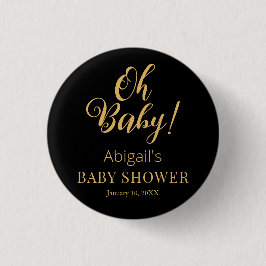 Stylish Baby Shower Button with Personalized Text
