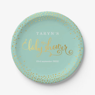 STYLISH BABY SHOWER Mini Konfetti Goldminze Pappteller