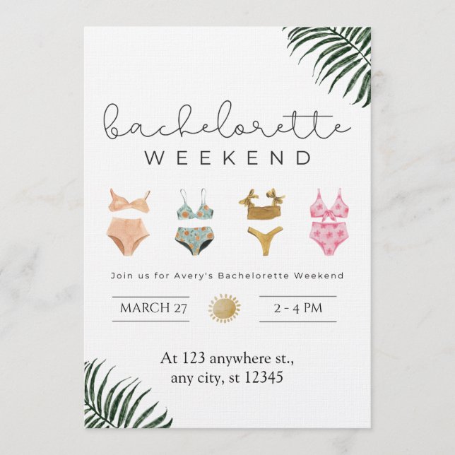 Stylish Bachelorette Weekend Getaway Invitation  (Devant)