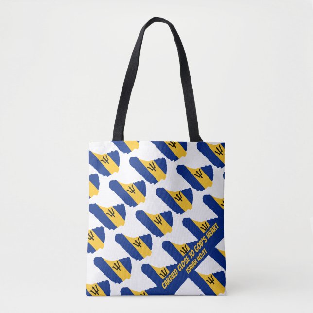 Stylish BARBADOS FLAG Gottes Herz Isaiah 40 Tasche (Vorderseite)