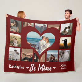 Stylish Be Mine Valentine XO FotoCollage Red Fleecedecke