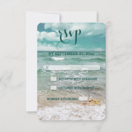 Stylish Beach Starfish Wedding RSVP Karte