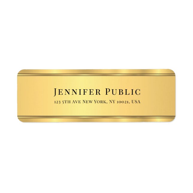 Stylish Black And Gold Modern Return Address (Vorne)