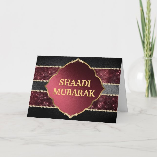 Stylish Black and Red Shaadi Mubarak Karte (Vorderseite)